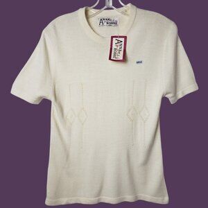 Anna Rossi Womens Knit Top W/Diamond Embroidery Detail White Off Medium